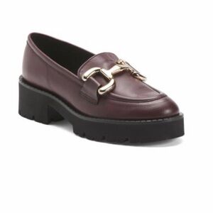 Made in Italy Chunky Platform Leather Bit Loafer, Burgundy/Maroon/Bordeaux, 37/7